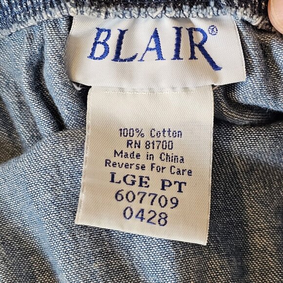 90s Womens Large Denim Jean Tiered Skirt Western Pullon Maxi Long Boho Cowgirl - Picture 5 of 9